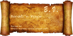 Bordán Vince névjegykártya